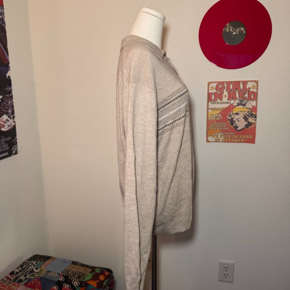 Dockers Knit Cream Long Sleeved Sweater with Striped Details - Picture 7 of 10